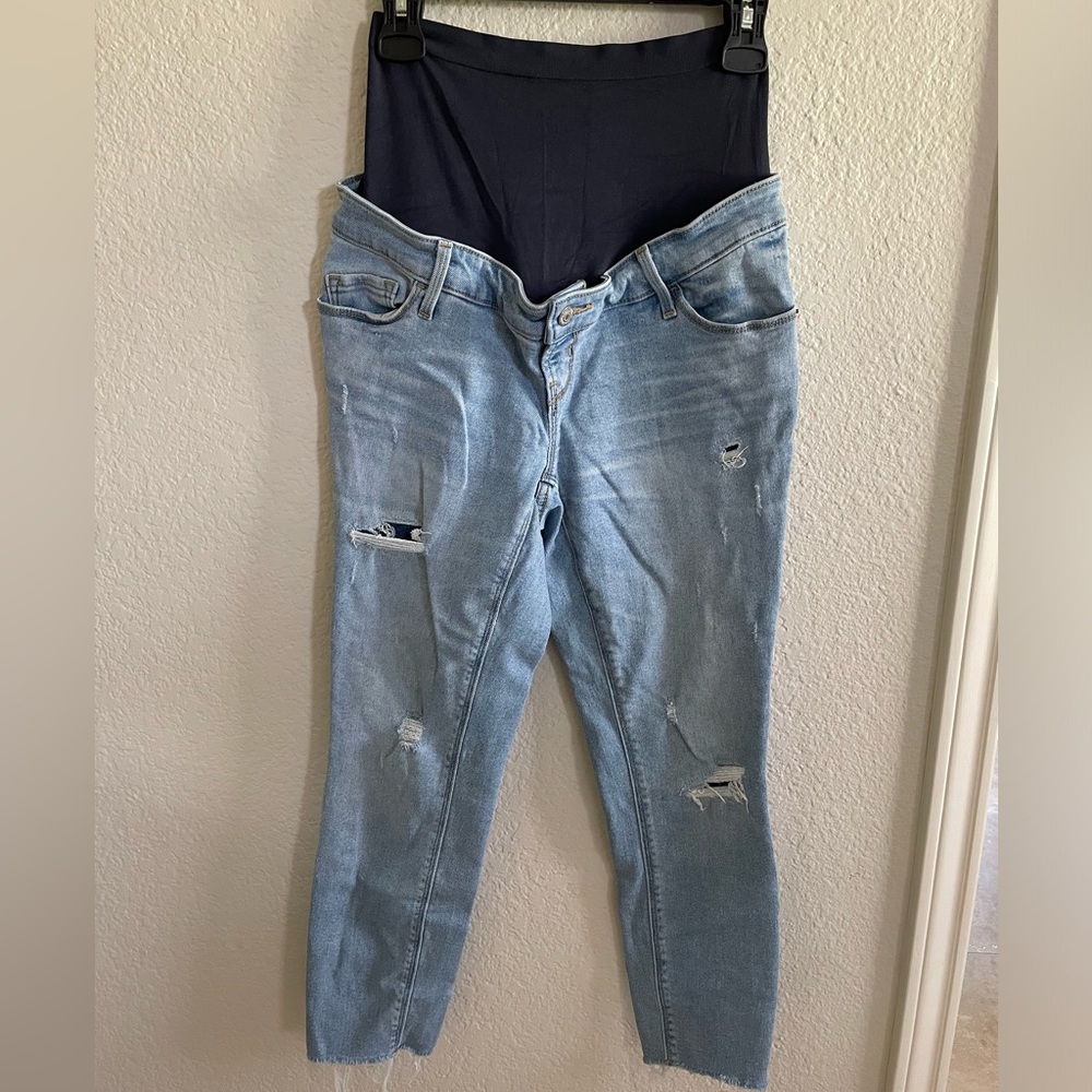 Maternity Premium Full Panel Rockstar Super Skinny Cut-Off Ankle Jeans